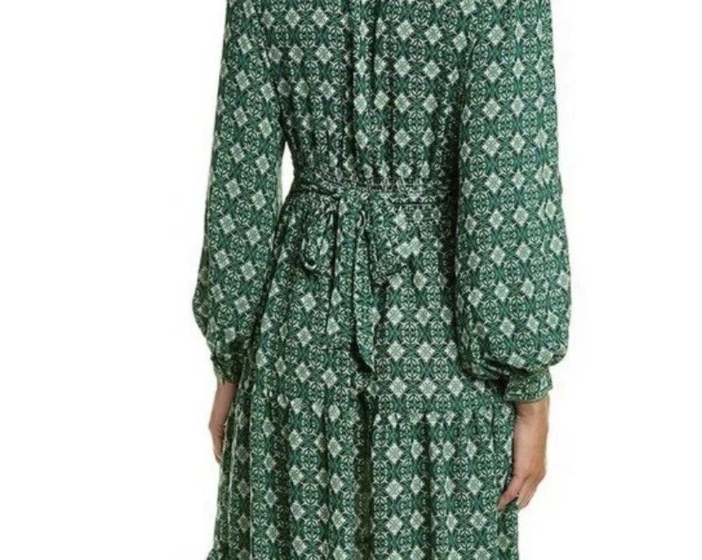 NWT Max Studio Maxi Dress Green Bohemian Farmhouse Modest Festival Sz S MSRP$148 - Picture 8 of 16